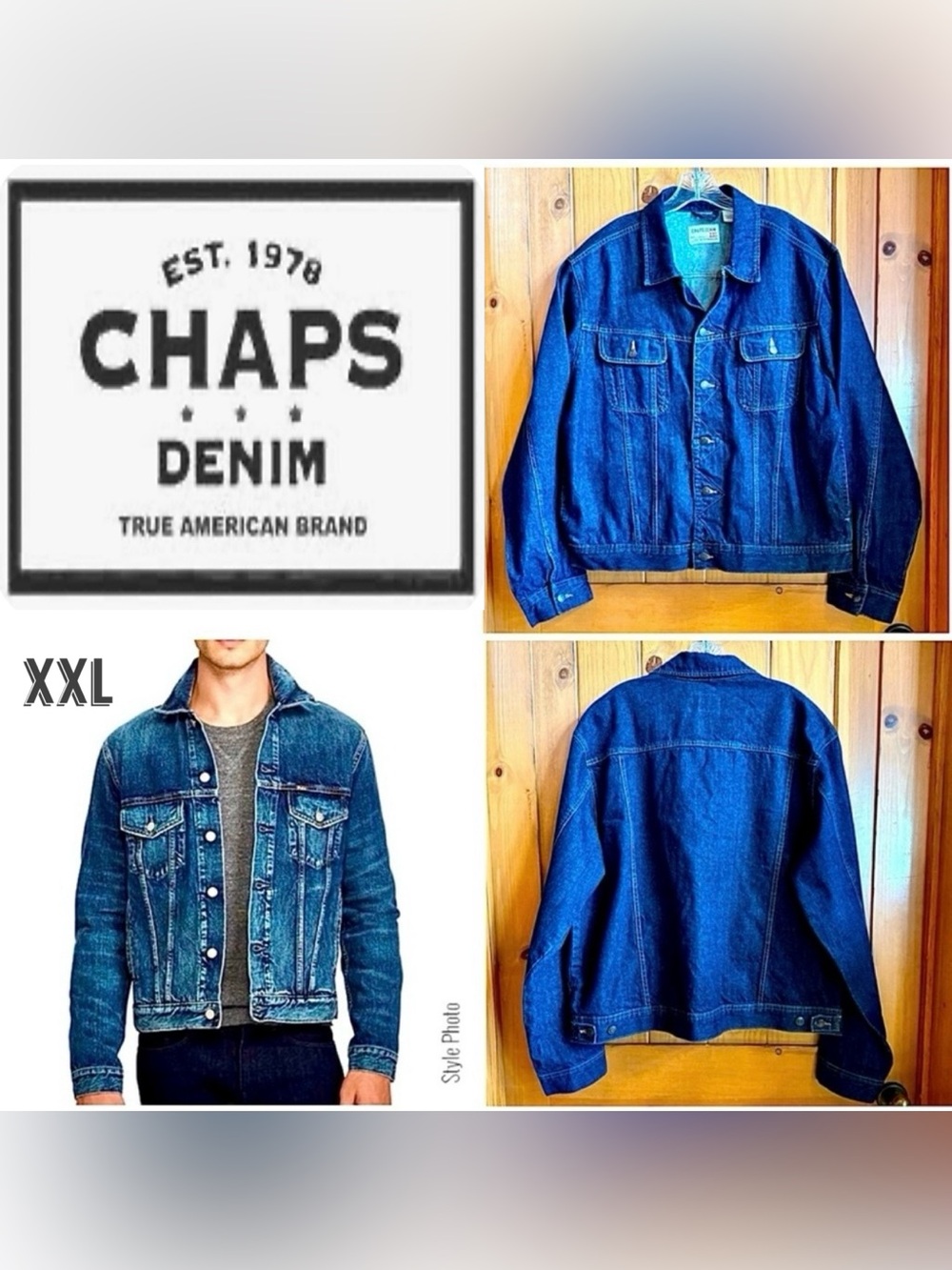 Chaps Denim Men’s Classic Trucker Jacket 100% Cotton (XXL) NWOT - Picture 17 of 17